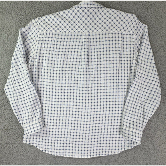 Carbon2Cobalt Mens XL Cotton Grid Shirt White Blue - Picture 6 of 15